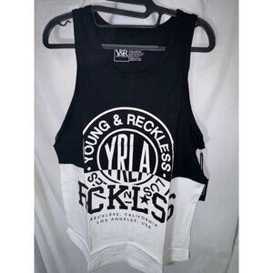 Young & Reckless Men's Logo Tank Top, Black and White, Size S, NWT